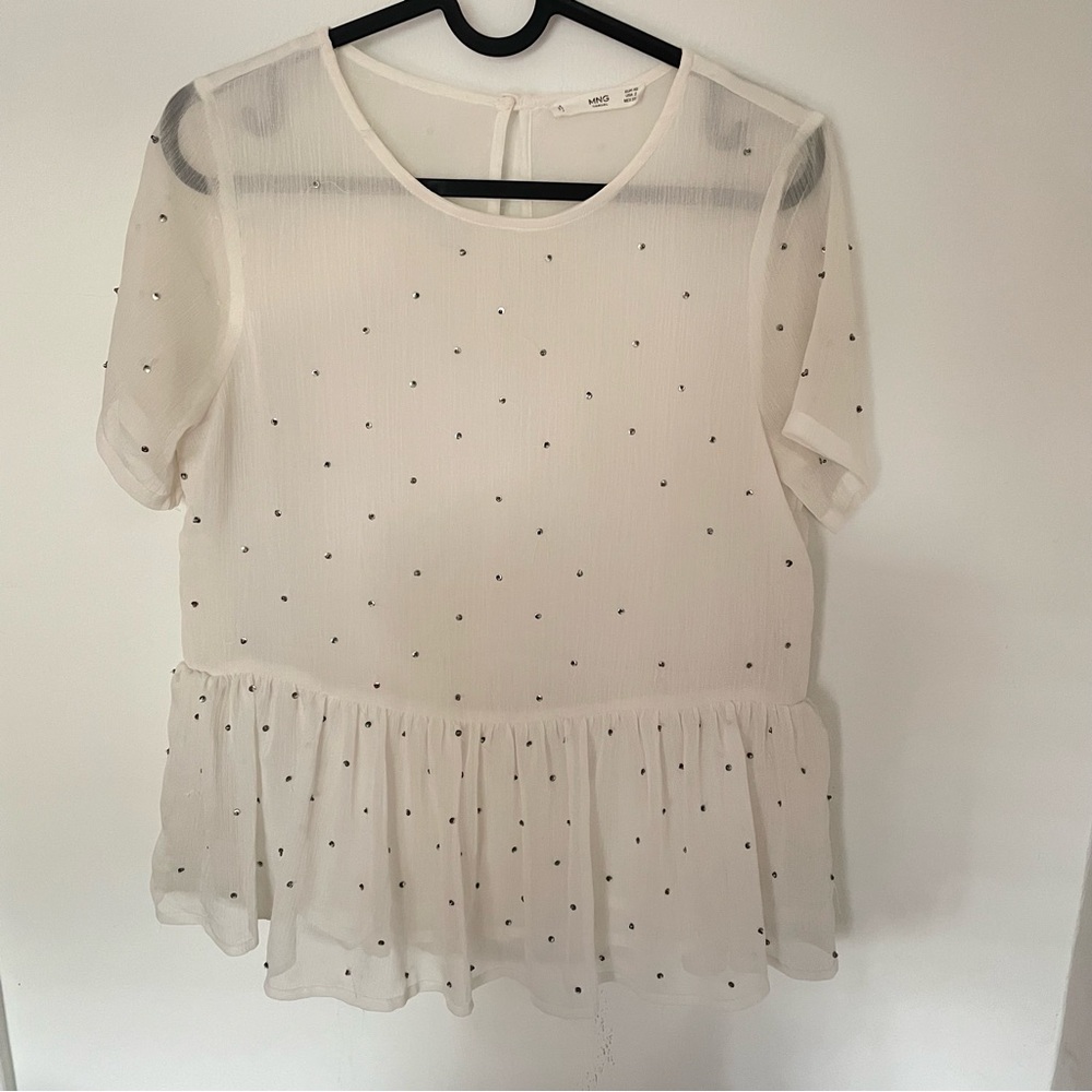 Mango embellished white peplum top